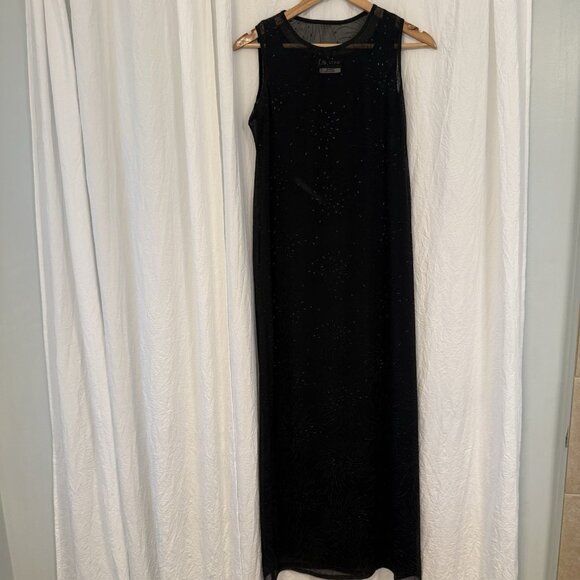 Womens Dark Mesh Overlay Starburst Pattern Maxi Dress Size 8 Whimsigoth Witchy - Picture 9 of 9